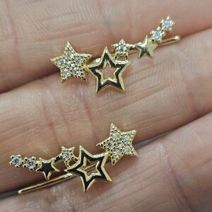 NEW Gold & Crystal Star Crawler Earrings